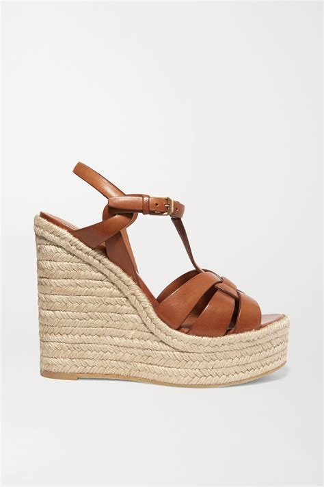 ysl ombre wedges and bag|SAINT LAURENT Tribute woven leather espadrille wedge .